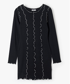 GEMO Robe fille à manches longues avec fronces scintillantes noir standard