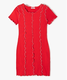 GEMO Robe fille à manches courtes avec fronces scintillantes rouge standard