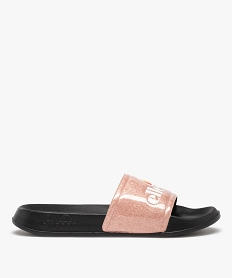 GEMO Mules de piscine femme avec dessus pailleté et logo- Ellesse Rose