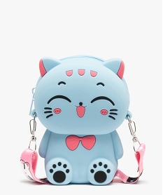 GEMO Pochette forme chat avec cordon satiné amovible fille Bleu