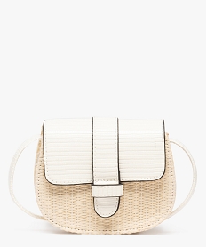 GEMO Sac fille à rabat en paille de papier tressé blanc standard