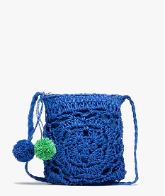 GEMO Sac fille en paille avec bandoulière tressée bleu standard