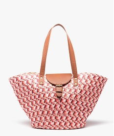 GEMO Sac cabas femme en paille multicolore et pailletée Rose