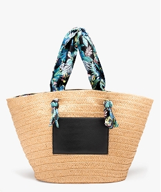 sac de plage femme avec anses en tissu fleuri beigeI580601_1