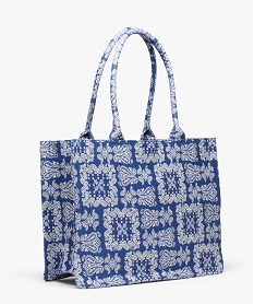 sac cabas en tissu jacquard motif cachemire bleuI581801_3