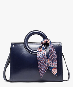 GEMO Sac à main femme verni mat avec anses fantaisie bleu standard