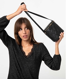 GEMO Sac femme forme ronde effet matelassé noir standard