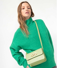 GEMO Sac besace femme petit format décoré en relief Vert