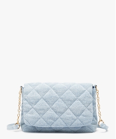 GEMO Sac femme en jean matelassé avec bandoulière en chaîne Bleu