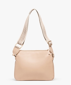 GEMO Sac besace plat à large bandoulière tissée inspiration bohème beige standard