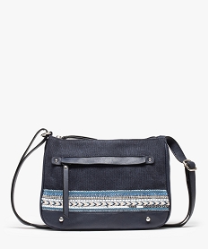 GEMO Sac bandoulière femme bimatière à détails brillants bleu standard