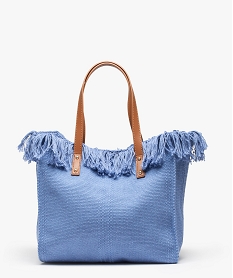 GEMO Sac femme en textile à franges grand format Bleu