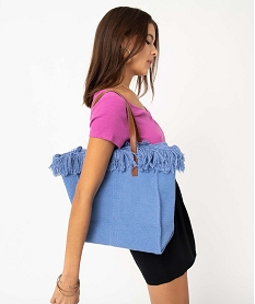 sac femme en textile a franges grand format bleuI588701_4