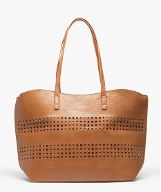 sac cabas zippe a motif ajoure geometrique orangeI588801_1