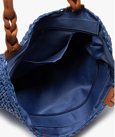 sac cabas en paille unie bleuI589001_3