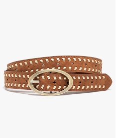 GEMO Ceinture femme tressée avec boucle métallique ovale Orange