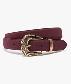 GEMO Ceinture femme aspect velours avec boucle ciselée Rouge