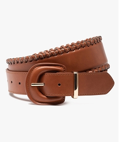 GEMO Ceinture femme large avec liserés tressés sur les côtés Orange