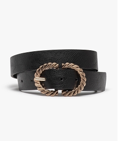 GEMO Ceinture femme à boucle métal torsadée Noir