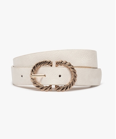 GEMO Ceinture femme à boucle métal torsadée beige standard