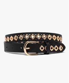 GEMO Ceinture femme fine avec motifs ajourés et oillets dorés Noir