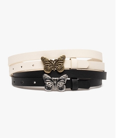 GEMO Ceinture femme fine à boucle métal papillon (lot de 2) noir standard