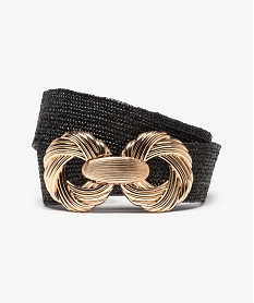 ceinture femme large en elastique tresse avec grosse boucle doree noir standardI591401_1