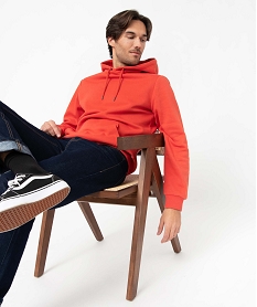 sweat a capuche interieur molletonne homme orangeI592101_1