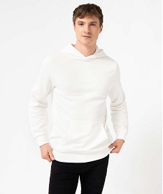 GEMO Sweat homme à capuche en coton piqué blanc standard