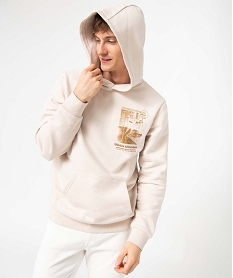 sweat homme a capuche avec motif streetwear beigeI594101_1