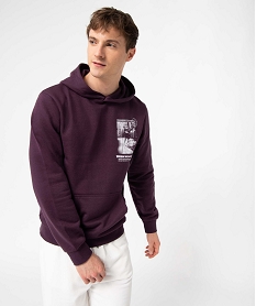 GEMO Sweat homme à capuche avec motif streetwear Violet