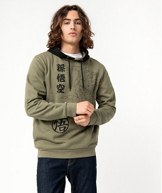 GEMO Sweat homme à capuche imprimé Son Goku - Dragon Ball Z kaki standard