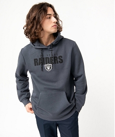 GEMO Sweat pour homme à capuche imprimé Raiders - NFL Noir