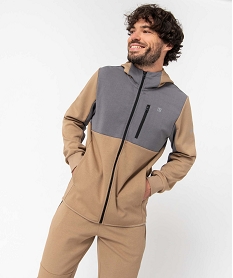 GEMO Sweat homme zippé à capuche beige standard