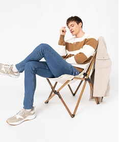 GEMO Jean homme skinny taille haute en coton stretch bleu vif