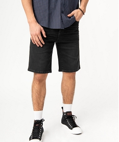 GEMO Bermuda en jean homme délavé plissé et patiné gris standard