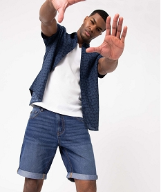 GEMO Bermuda en jean homme fin et souple bleu vif