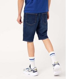 bermuda en jean homme extensible coupe droite bleu shorts en jeanI597801_3