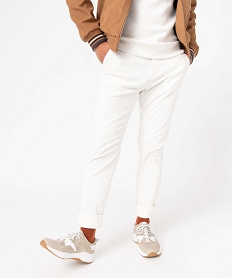 GEMO Pantalon chino en coton stretch coupe Slim homme Blanc