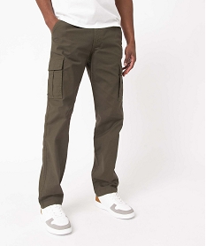 GEMO Pantalon homme coupe cargo en coton stretch kaki standard