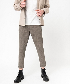 GEMO Pantalon chino homme imprimé pied de poule Gris