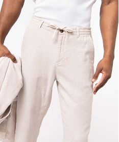 pantalon homme coupe chino en lin melange beigeI599801_2