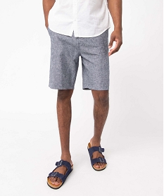 bermuda homme coupe chino en lin melange bleuI600101_1