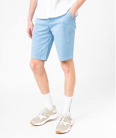 GEMO Bermuda homme coupe chino en toile stretch Bleu