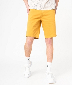 GEMO Bermuda homme coupe chino en toile stretch Jaune