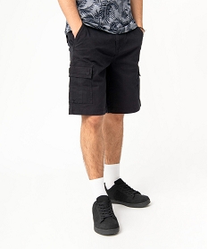 GEMO Bermuda  homme coupe cargo à taille élastiquée Noir