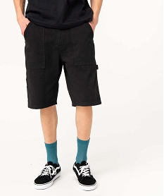 GEMO Bermuda homme style charpentier à grandes poches plaquées noir standard