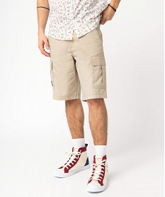 GEMO Bermuda homme cargo en toile délavée Beige