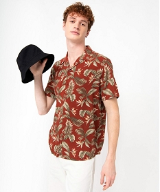 GEMO Chemise homme à manches courtes tropical en viscose fluide imprimée Imprimé