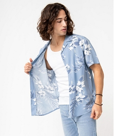 GEMO Chemise homme à manches courtes tropical en viscose fluide imprimée Imprimé